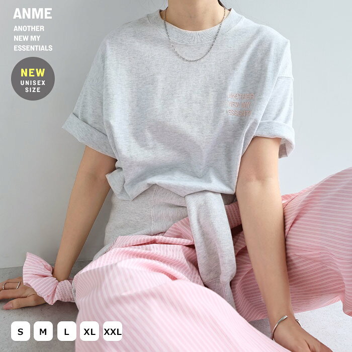 ANME アンメ ロゴ 刺繍 ワンポイント 半袖 Tシャツ レディース メンズ 男女兼用 ユニセックス ノームコア ロゴTシャツ 半袖Tシャツ カットソー トップス 体型カバー オーバーサイズ ゆったり シアー コットン エンブロイダリー カジュアル 夏服 S M L XL XXL 春夏 春 夏 秋