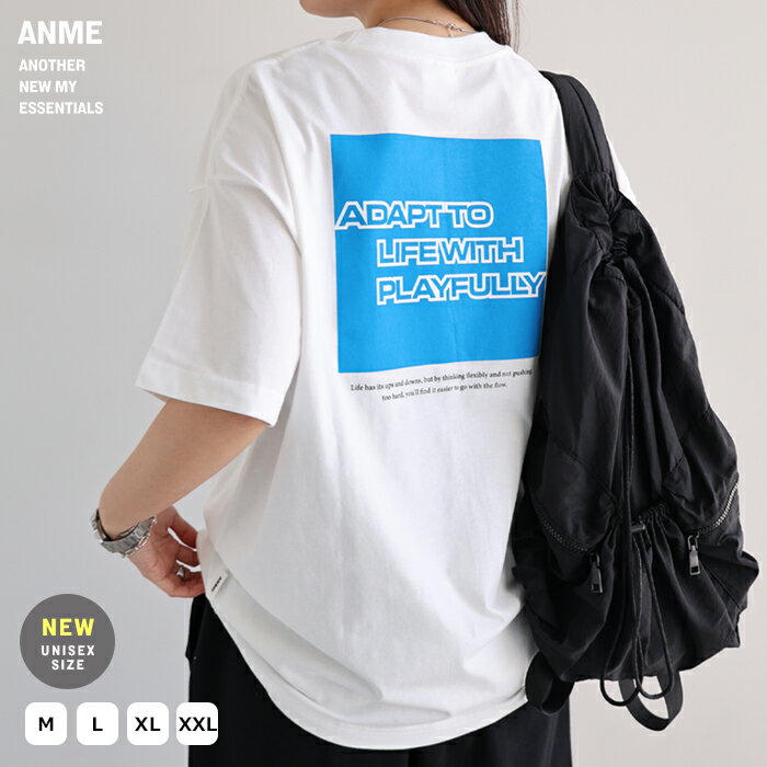 ANME アンメ 企業 ロゴ プリント 半袖 Tシャツ レディース メンズ 男女兼用 ユニセックス ノームコア トップス カットソー オーバーサイズ 体型カバー ゆったり バックプリント 薄手 シアー ロゴtシャツ 綿100％ M L XL XXL 春夏 春 夏 秋