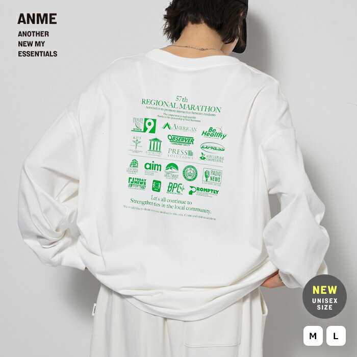 ANME アンメ 企業 ロゴ 長袖 Tシャツ プリント レディース メンズ 男女兼用 ユニセックス ノームコア 長袖Tシャツ ロンT ロゴTシャツ カットソー インナー トップス オーバーサイズ ゆったり 楽ちん コットン エンブロイダリー カジュアル M L 春夏 秋冬 春 夏 秋 冬