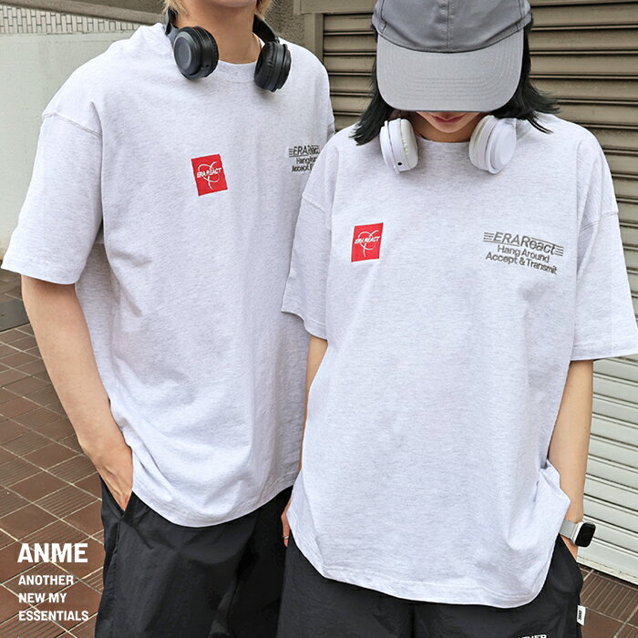 ANME アンメ ERAReact ロゴ 刺繍入り 半袖 Tシャツ レディース メンズ 男女兼用 ユ...