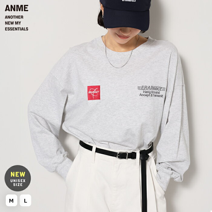 Rakuten - ANME アンメ 長袖 Tシャツ ロゴ 刺繍 ERAReact 長袖Tシャツ レディース メンズ 男女兼用 ユニセックス ノームコア ロンT ロゴTシャツ カットソー トップス オーバーサイズ 体型カバー ゆったり 楽ちん エンブロイダリー コットン カジュアル M L 春夏 秋冬 春 夏 秋 冬