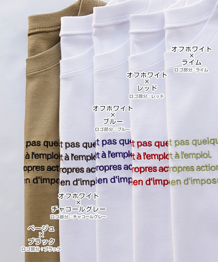 ロゴ 刺繍 フレンチスリーブ Tシャツ レディース トップス ロゴTシャツ 半袖Tシャツ カットソー 体型カバー 二の腕カバー オーバーサイズ ゆったり 半袖 ノースリーブ シアー コットン 刺しゅう エンブロイダリー カジュアル 夏服 春夏 春 夏 秋