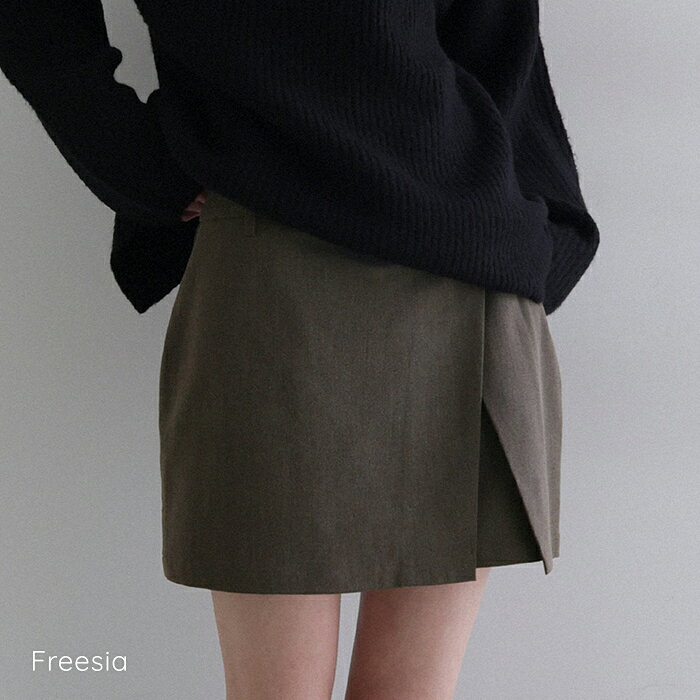 Freesia フリージア スリット入り ミニ スカート パンツ レディース スカパン ショートパンツ ミニスカート キュロット ボトム 体型カバー 楽ちん スリット ショート丈 ショート丈 美ライン フェミニン きれいめ カジュアル トレンド M L 春夏 秋冬 春 夏 秋 冬