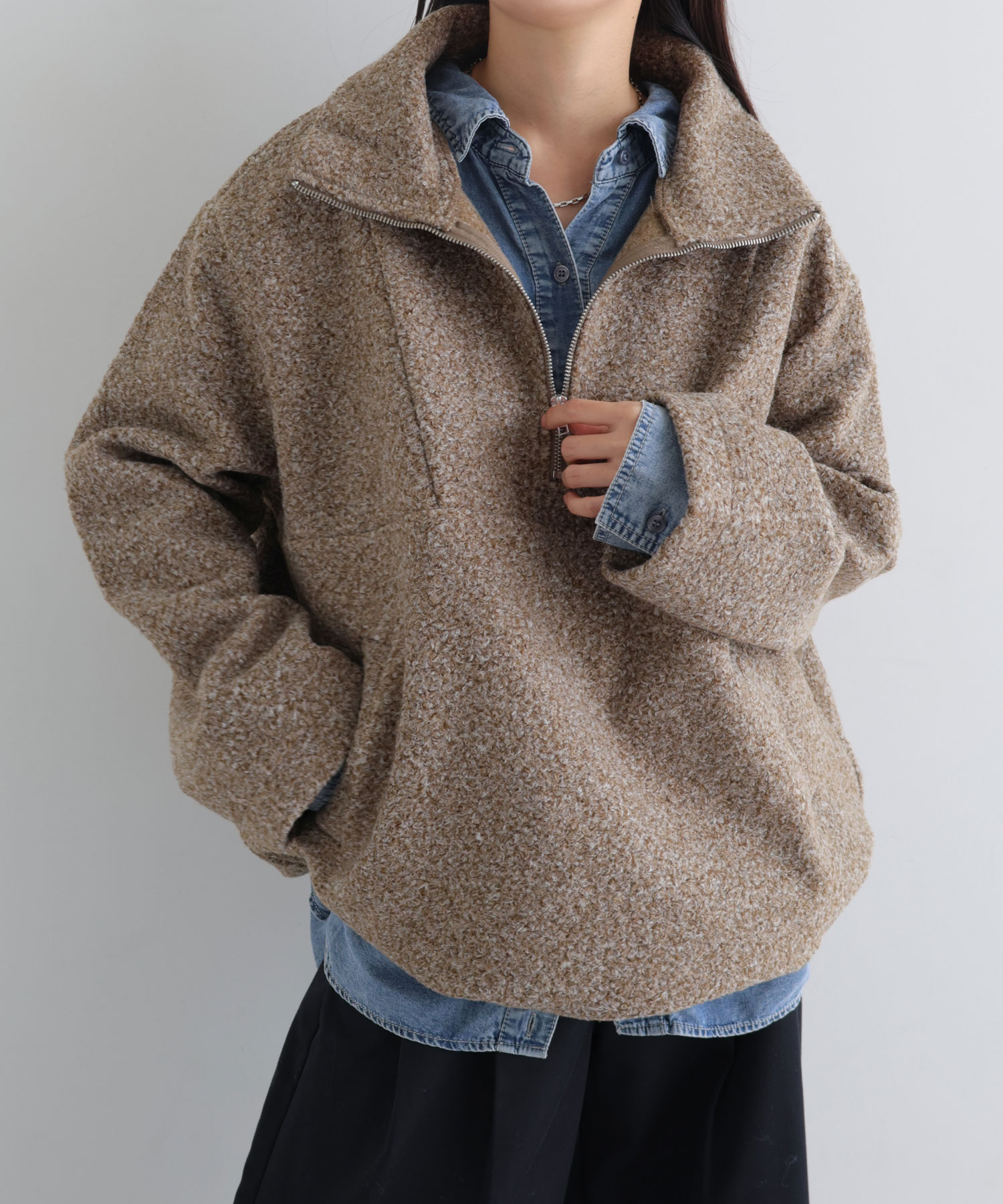 楽天市場】ハーフ ジップ ボア（トップス｜レディースファッション）の通販