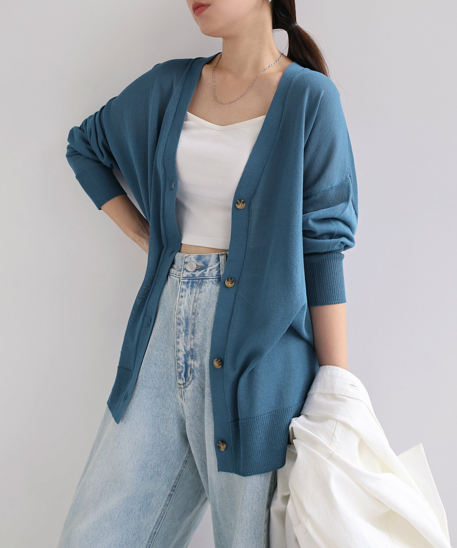 夏物先取りSALE⭐︎デパリエ【極美品】シアー　カーディガン　ティファニーブルー カーディガン｜オンセブンデイズ【公式通販】