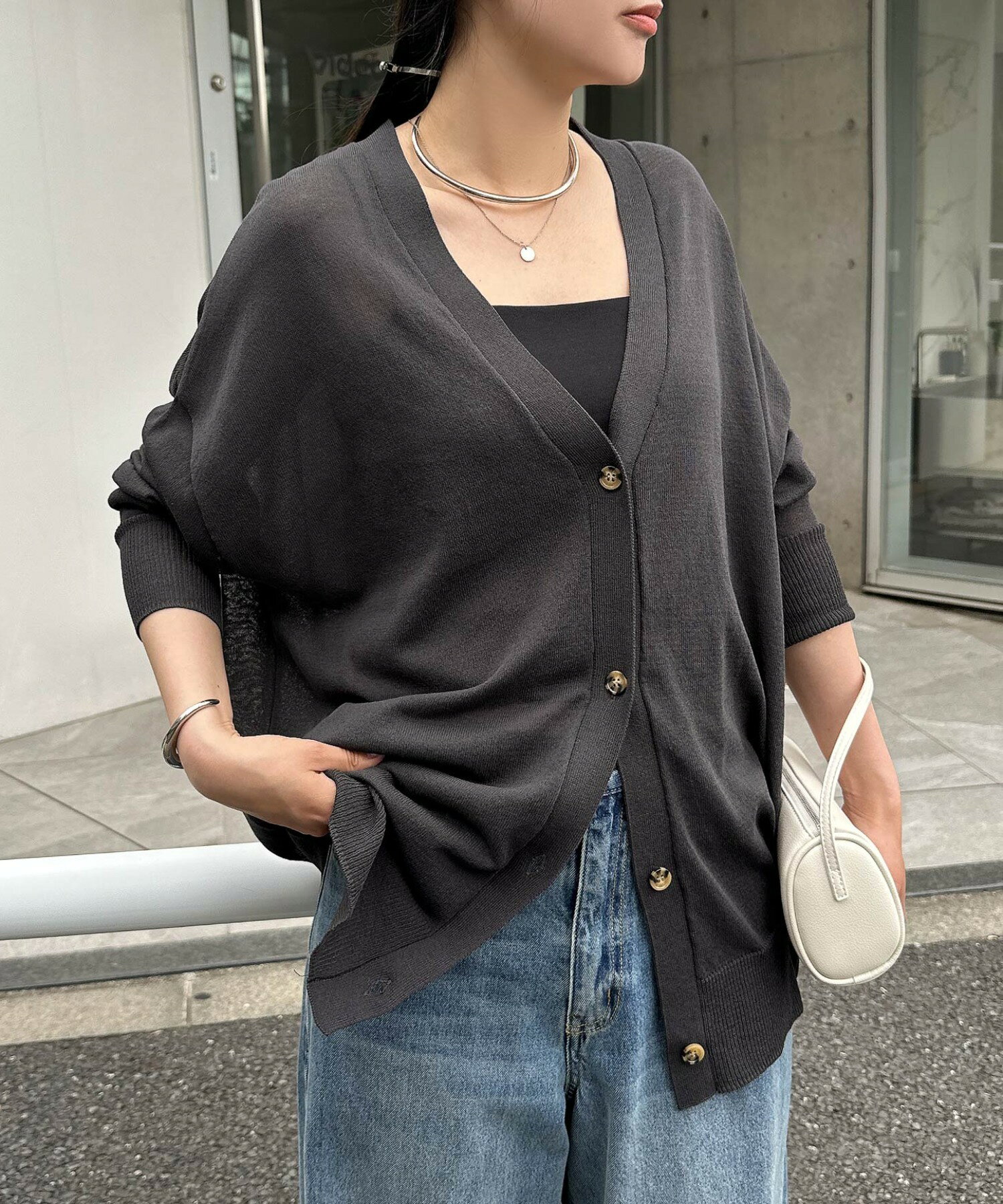 楽天市場】オーバーサイズ カーディガン（カラーブラック）の通販