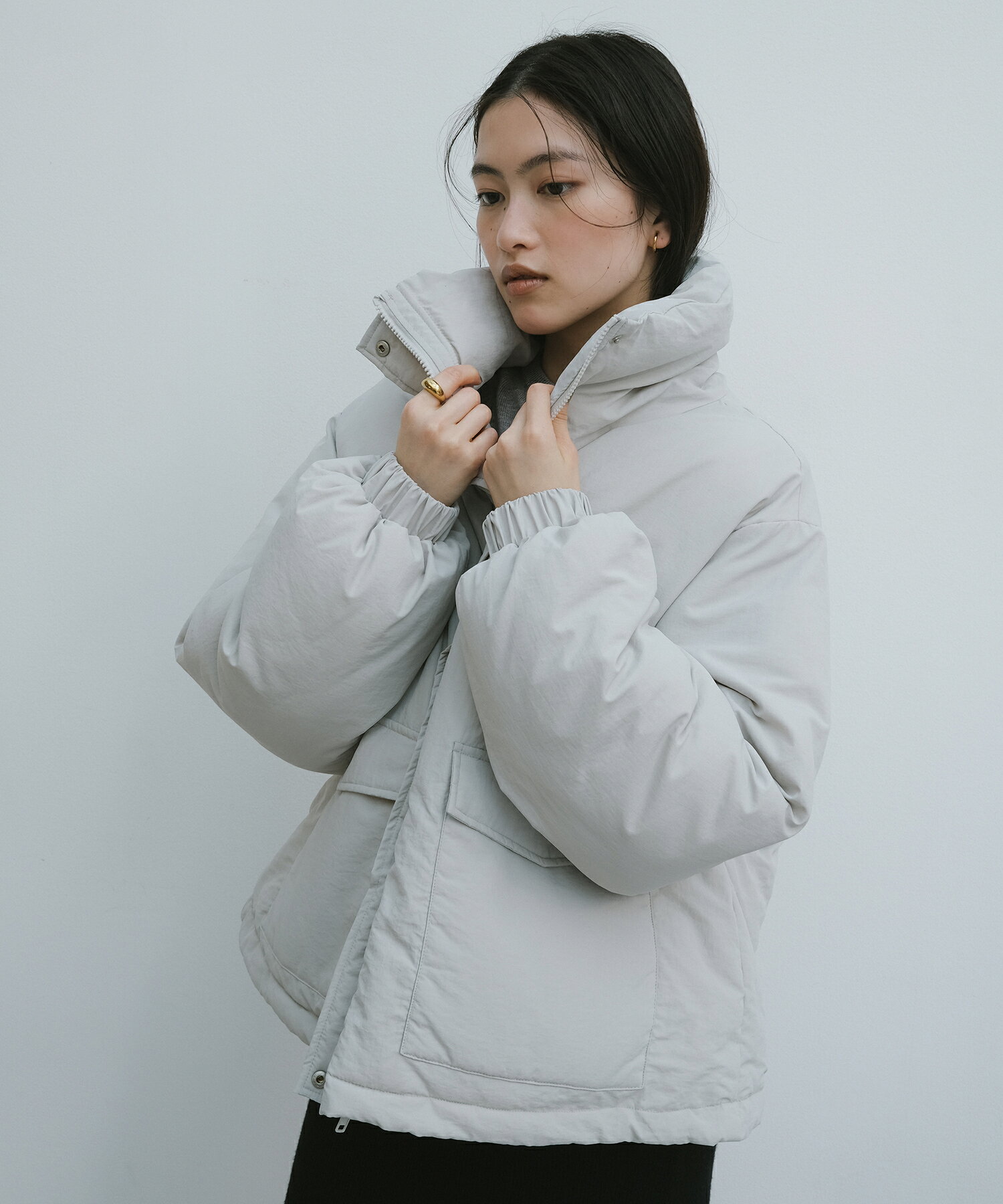 ベーシックタフタ ロングダウンコート/撥水加工(ダウンジャケット 