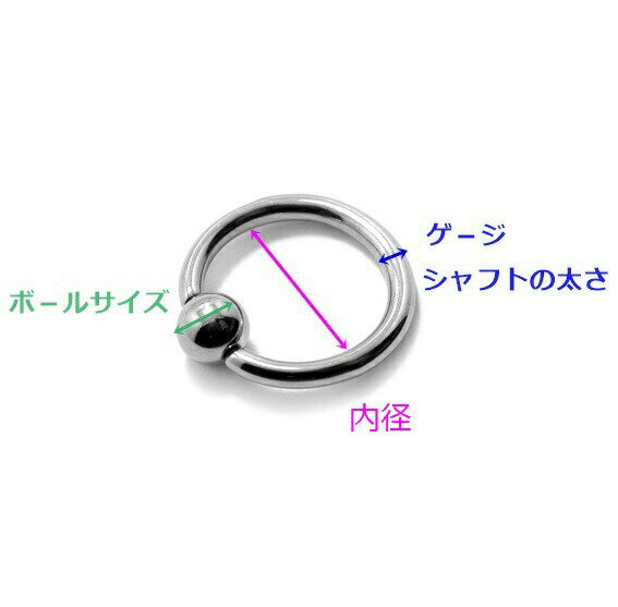 ボディピアス ☆ビーズリング (10G)2.5mm / サージカルステンレスボディピアス ビーズリング サージカルステンレス 316L スタンダード ベーシック ボール サイズ 4mm 5mm 6mm 10G 10ゲージ