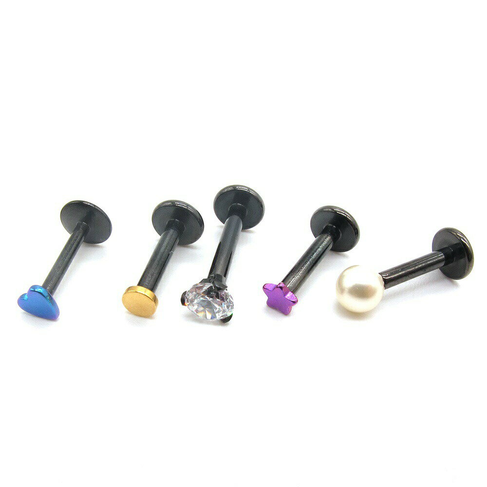 ブラックカラーのインターナル (逆ネジ)ラブレットShaft (16G)1.2mm / (14G)1.6mmボディピアス キャッチ パーツ サージカルステンレス 316L ステンレス チタニウムカラー ネジ インターナル 逆ネジ ラブレット シャフト 選べる カラー 16G 14G 16ゲージ 14ゲージ