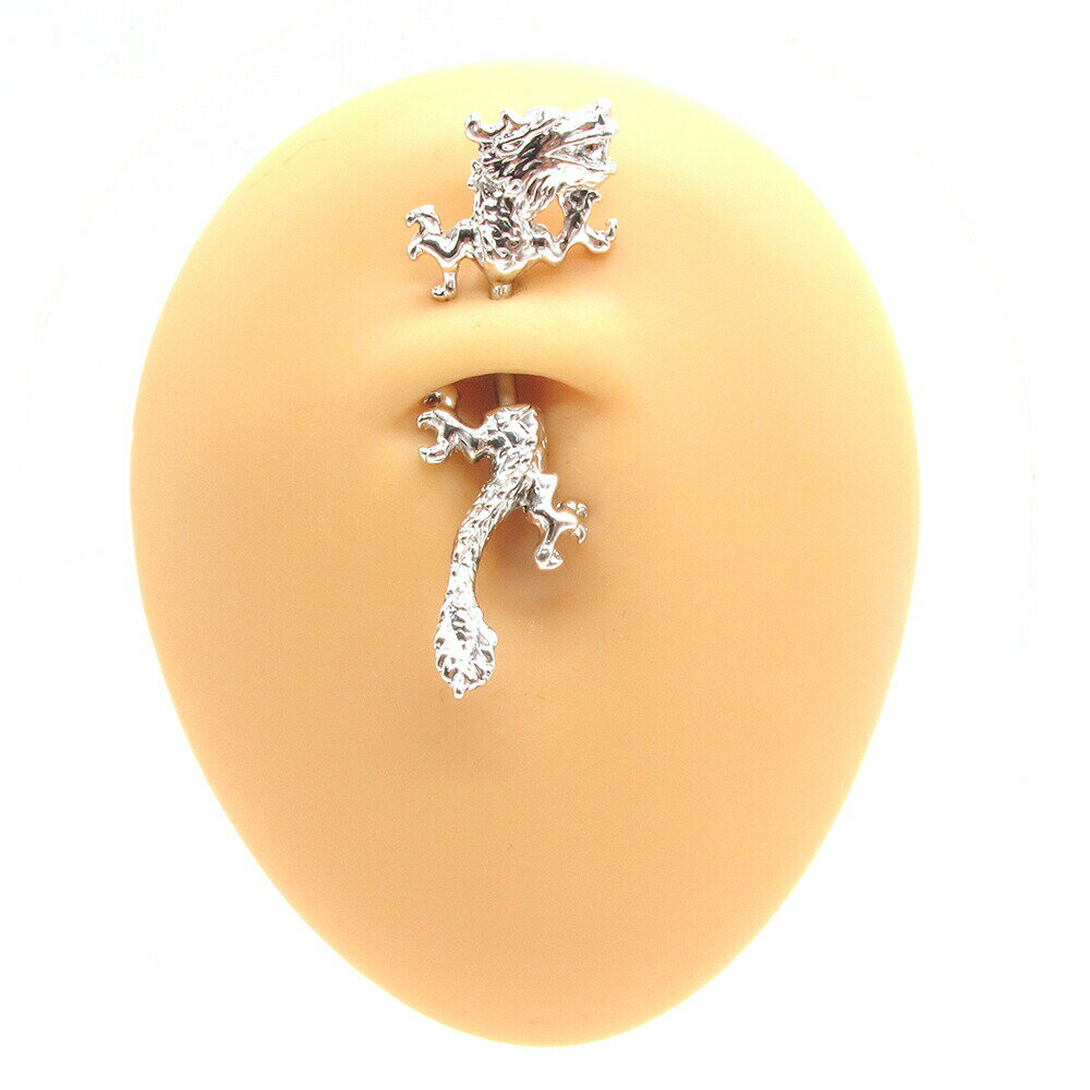 ボディピアス ☆ドラゴンのバナナベル (14G)1.6mmボディピアス キャッチ パーツ へそピアス チャーム バナナベル サージカルステンレス 316L 真鍮 龍 ドラゴン モチーフ 14G 14ゲージ 2