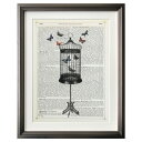 【送料込】 アートパネル Marion McConaghie マリオン・マコネギー Bird Cage & Butterflies モダン 玄関 アートフレーム...