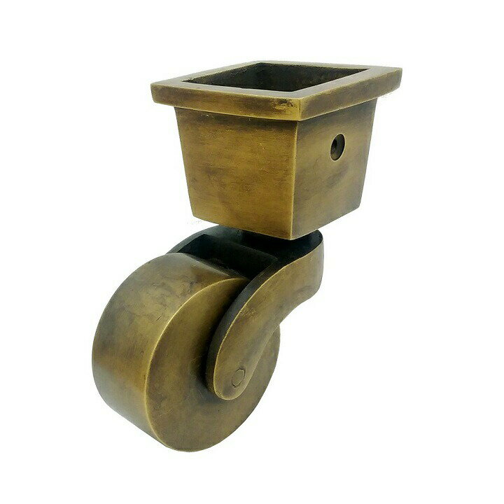 キャスター 真鍮 ノブ 引き出し アンティークゴールド ドアノブ 家具 キャビネット ハンドメイド オイルステイン 木ねじ付き オイル仕上げ