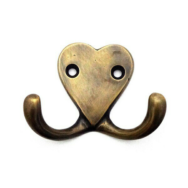 フック コートフック 真鍮 ゴールド アンティーク レトロ クラシック ヴィンテージ風 コート 帽子 ハンガー ハート インテリア パーツ 建具 建材 リメイク...