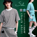 チェック柄トップス レディース ゴルフウェア 半袖 送料無料・6月29日10時〜発売。(100)メール便可