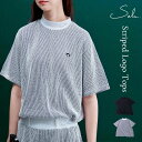 ストライプトップス レディース ゴルフウェア 半袖 送料無料・6月29日10時〜発売。(500)メール便可