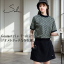 ジオメトリック柄Tシャツ レディース ゴルフウェア 送料無料・6月29日10時〜発売。(50)メール便可