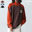 ハーフジップ ニット切替 プルオーバー ユニセックス 送料無料・メール便不可