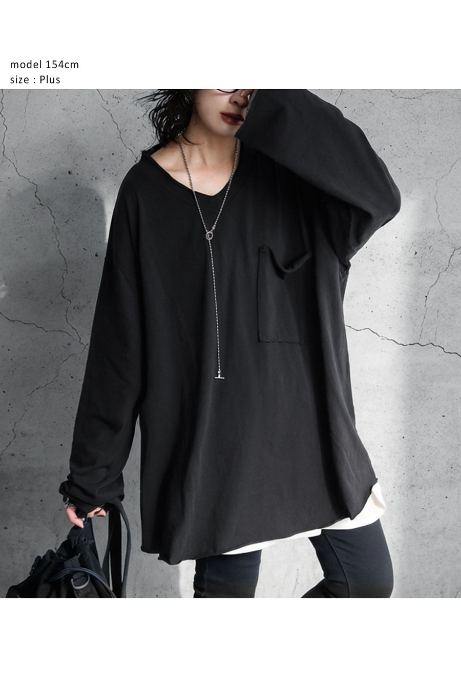 カットオフ Vネック ロンT 長袖 レディース 綿100% ・再入荷 (100)メール便可