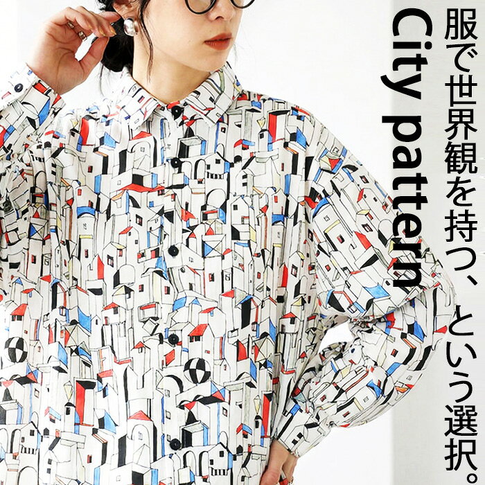 樂天商城 - 街柄 プリント シャツ レディース 長袖 綿100 送料無料・再入荷 (80)メール便可