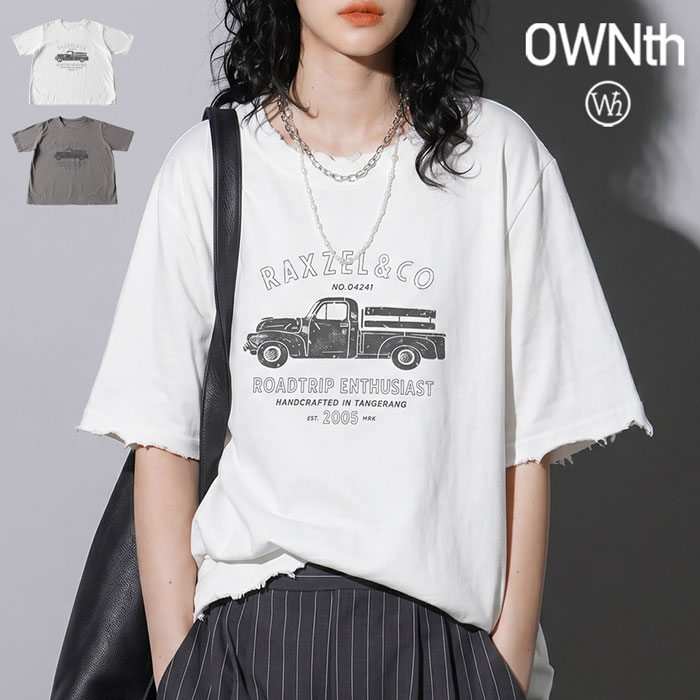 ラフに着るほど、美しい。Tシャツ レディース 綿100 半袖 クルーネック ヴィンテージプリント ダメージ加工 ゆったり オーバーサイズ カットオフ カジュアル 大きいサイズ 低身長 高身長 着回し antiqua 送料無料 ・(80)メール便可