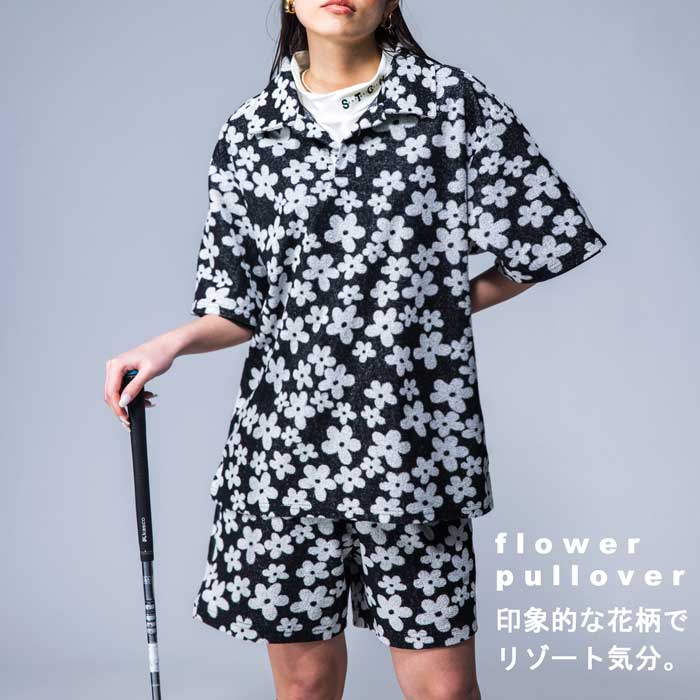 ANTIQUA GOLF×STCH 花柄 開襟トップス レディース 送料無料 再販。メール便不可