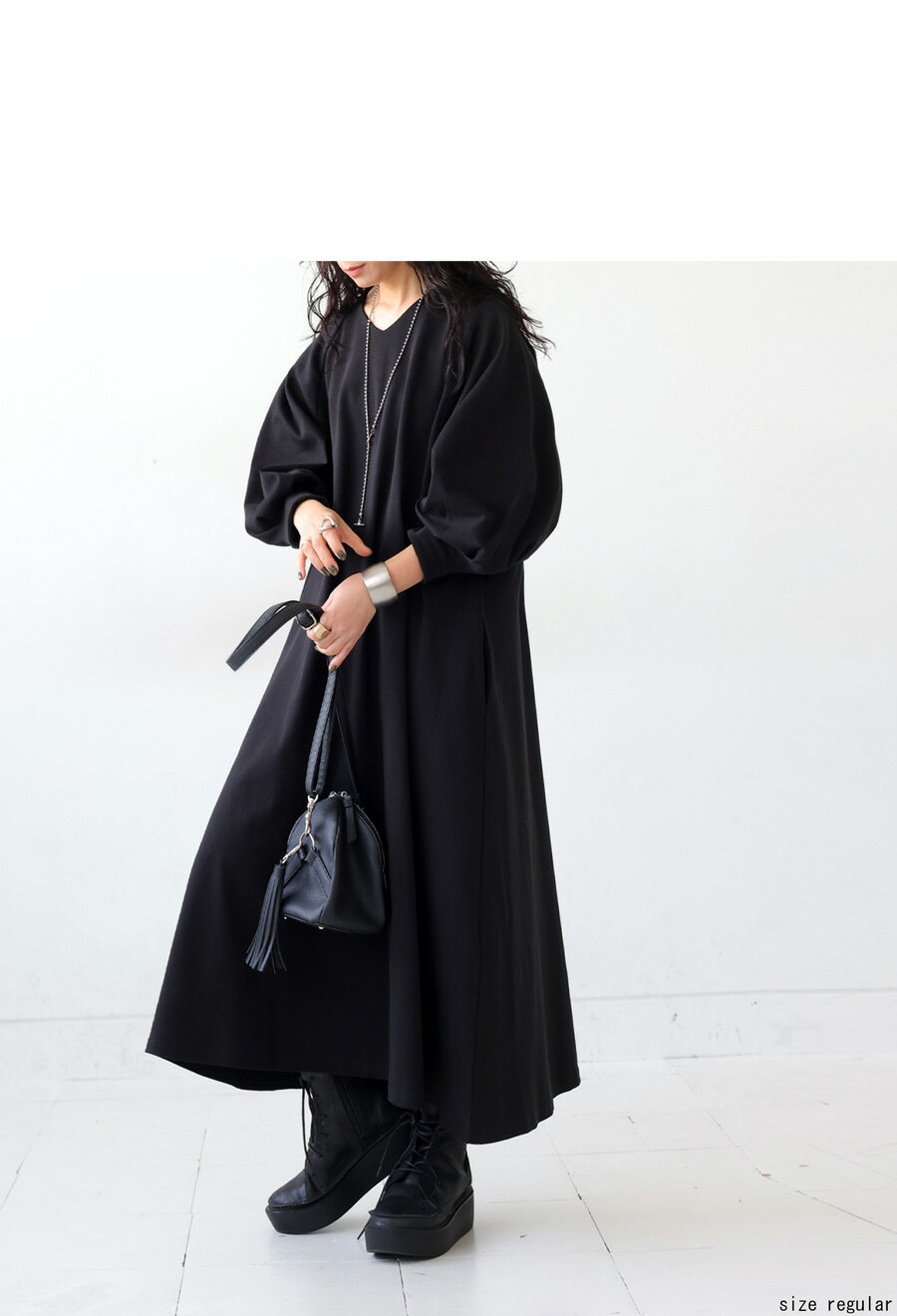 ボリューム袖ワンピース ワンピース レディース ロング 送料無料・メール便不可 - Image 3