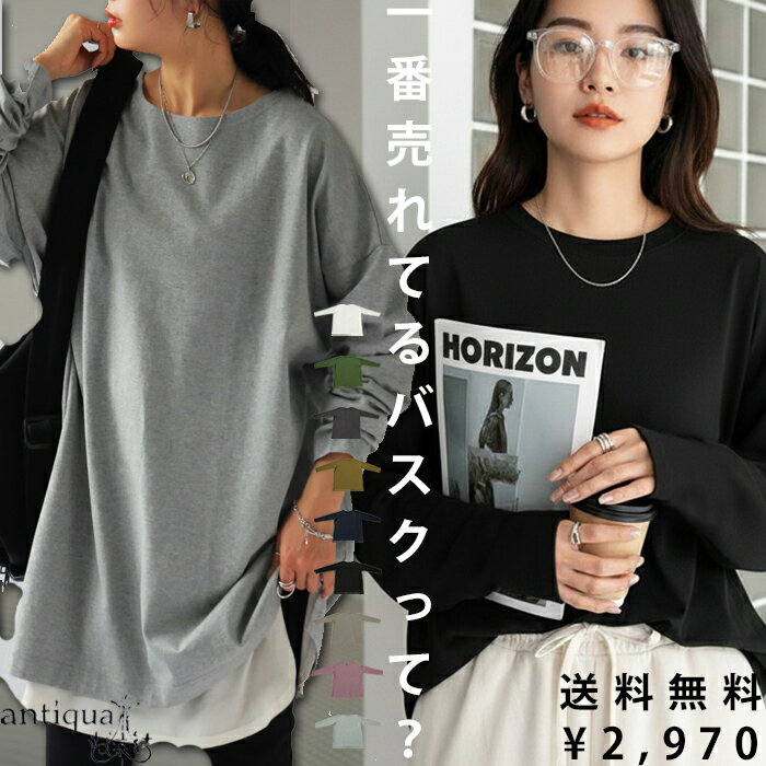 特別送料無料 バスクロンT ロンT レディース トップス 無地 長袖 綿100・新色登場 (100)メール便可