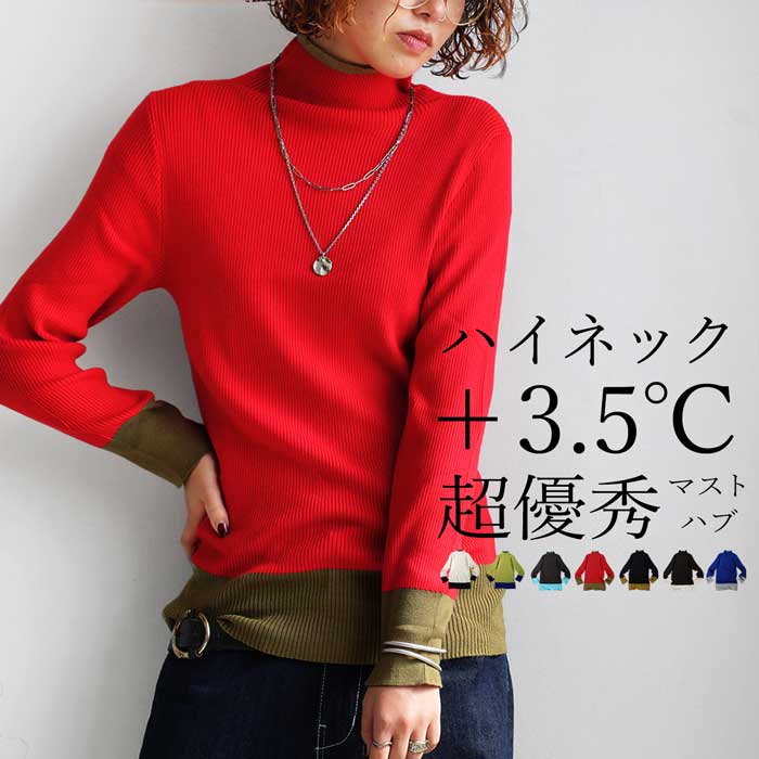 吸湿 発熱 ヒートリブインナー ニット レディース トップス・(500)メール便可