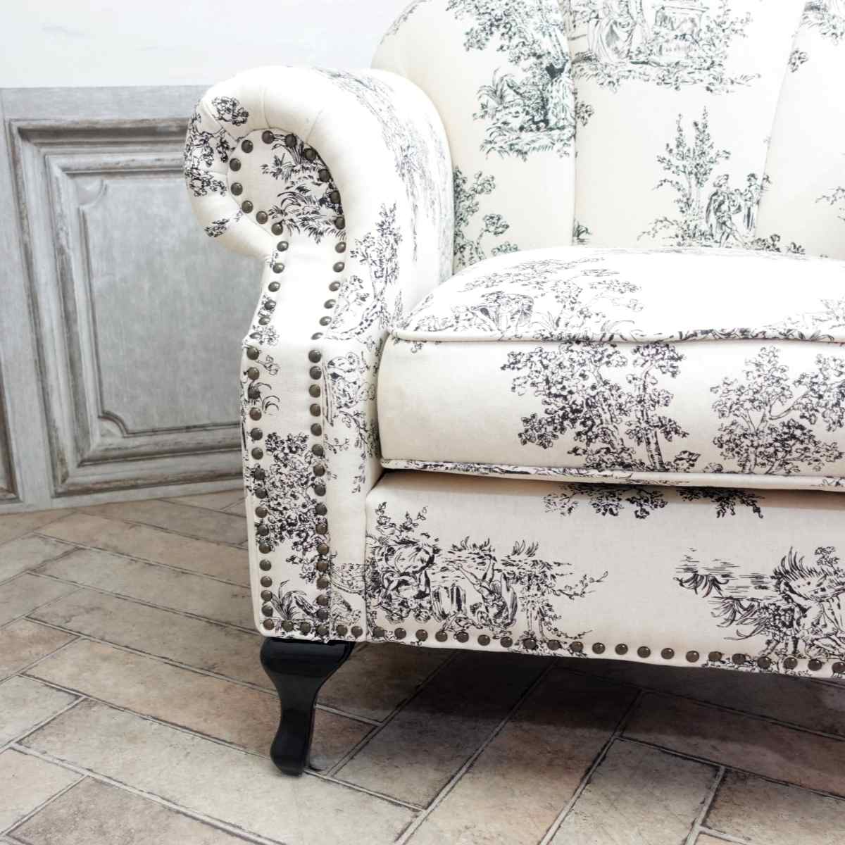 輸入家具 ソファ 一人掛け デザイナーズ ソファ おしゃれ ソファー 1人掛け ソファー シェル かわいい プリンセス 姫系 モダン 貝殻モチーフ ロマンティック ホテル カフェ 応接 待合 美容室 サロン 店舗什器 シングルソファ ファブリック トワルドジュイ柄 vs1f84k [3]