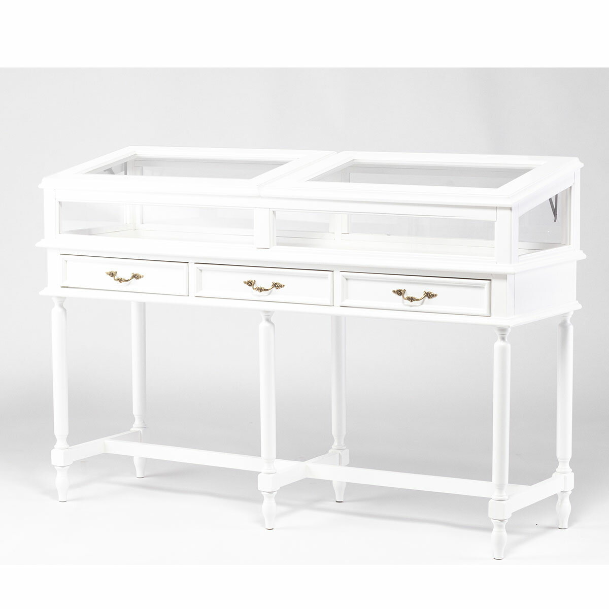 Rakuten - ロココ調家具 ショーケース ホワイト e4013-1.5-18 アンティーク調 店舗什器 ガラスケース ジュエリーケース レトロ ヴィンテージ クラシック 1.5m 150cm 1500mm e4013-1.5-18