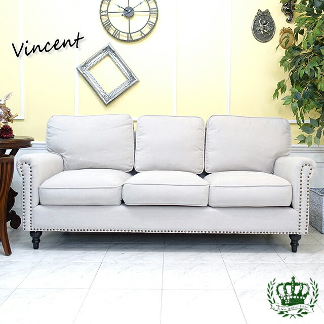 乐天商城 - 輸入家具 ヨーロッパ ソファー ヨーロピアン ソファ 三人掛け ソファー リビング クッション ソファ アンティーク ソファ ヴィンセント サロン 美容室 ホテル 3人用 トリプルソファ 3p デザイナーズ ソファ シャビーシック ミッドセンチュリー グレー グレージュ VG3F236K