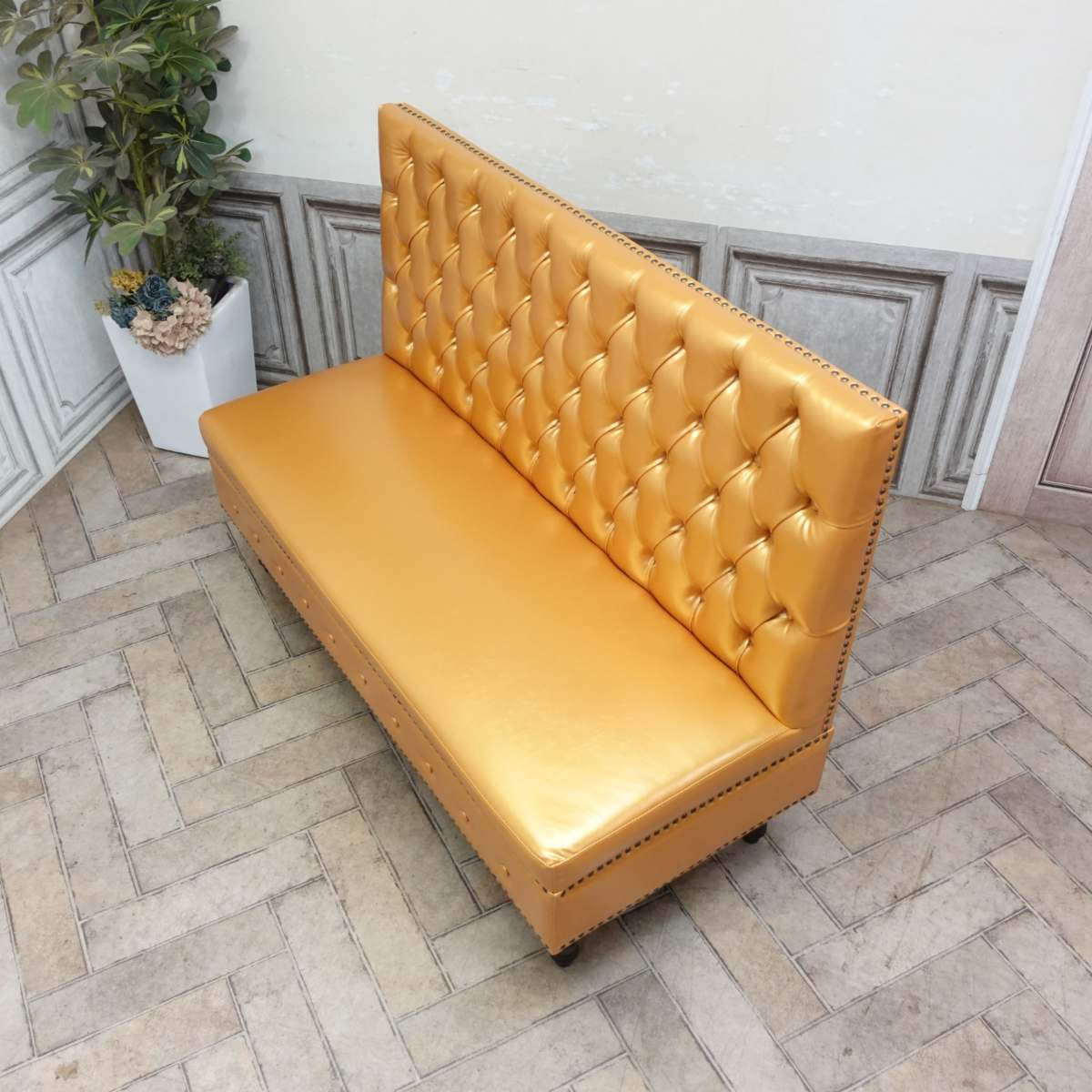 輸入家具 ベンチソファー 背もたれあり ハイバック ソファー ソファ イギリス 長椅...