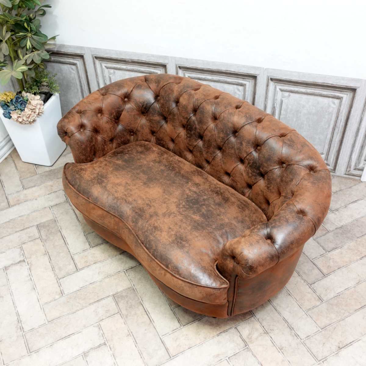 輸入家具 レトロ ソファ モーソファ チェスターフィールド ソファ ヴィンテージ ソ...