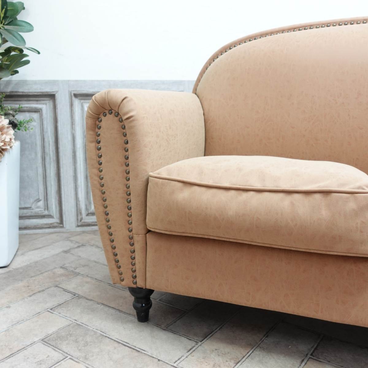 輸入家具 レトロ ソファ ヴィンセント ソファ ヴィンテージ ソファー ビンテージ おしゃれ デザイナーズ インダストリアル ソファ 二人掛け 2人掛け ダブルソファー イギリス 英国 モデルルーム 美容室 書斎 ブルックリン フェイクレザー 合皮 キャメルブラウン vd2p39k [2]