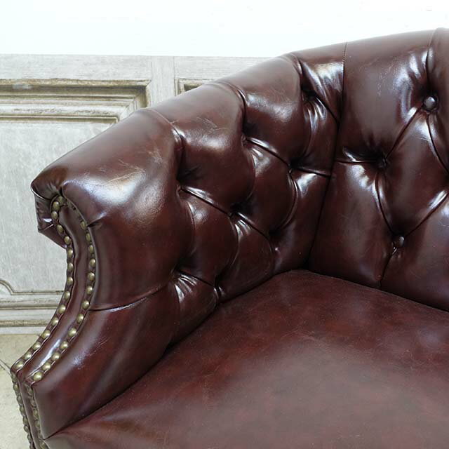 輸入家具 ビンテージ ソファ ヴィンテージ アンティーク ダイニングソファ おしゃれ 長椅子 2人掛け 二人用 デザイナーズ チェスターフィールド チェア 店舗什器 美容室 サロン ヴィンセント レトロ ビンテージ 書斎 ベンチ フェイクレザー PU 合皮 ブラウン 茶 9003-2-5p38b [3]
