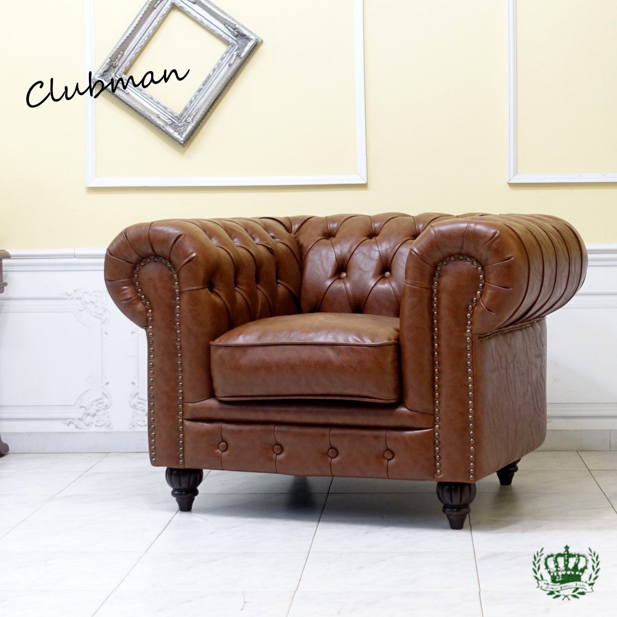乐天商城 - 輸入家具 高級 ソファー チェスターフィールド ソファ アンティーク おしゃれ ソファ 1人掛け ソファー 一人掛け かわいいソファー ヴィンテージ ビンテージ デザイナーズ イギリス 英国 書斎 リビング クラブマン 送料無料 フェイクレザー 合皮 PU ブラウン 茶 vx1p94