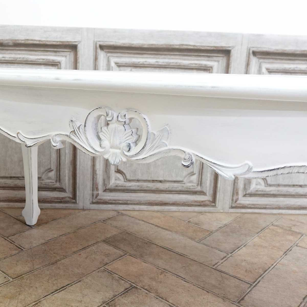 輸入家具 ロココ調家具 テーブル アンティーク ローテーブル シンフォニー デザイナーズ コーヒーテーブル ソファテーブル センターテーブル サイドテーブル 猫脚 猫足 姫系 家具 ヴィンテージ レトロ おしゃれ アンティーク加工 ホワイト 白 アンティーク調 e2024-n-71