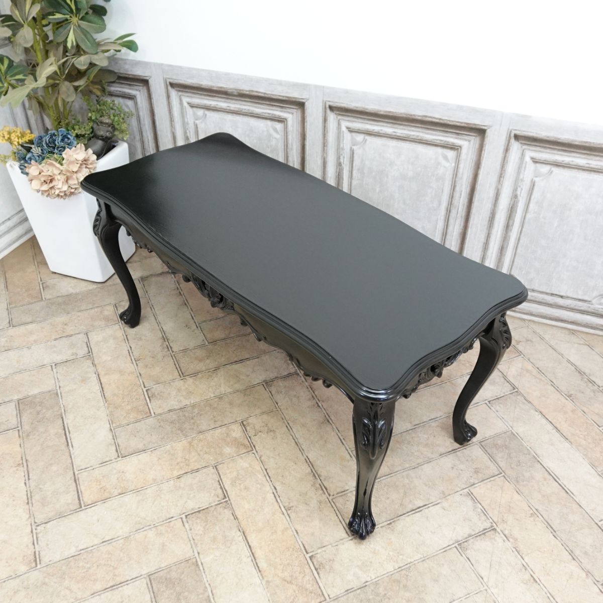 輸入家具 ロココ調家具 テーブル アンティーク ローテーブル シンフォニー デザイナーズ コーヒーテーブル ソファテーブル センターテーブル サイドテーブル 猫脚 猫足 姫系 家具 ヴィンテージ レトロ おしゃれ リビング ゴシック ブラック 黒 e2024-n-8