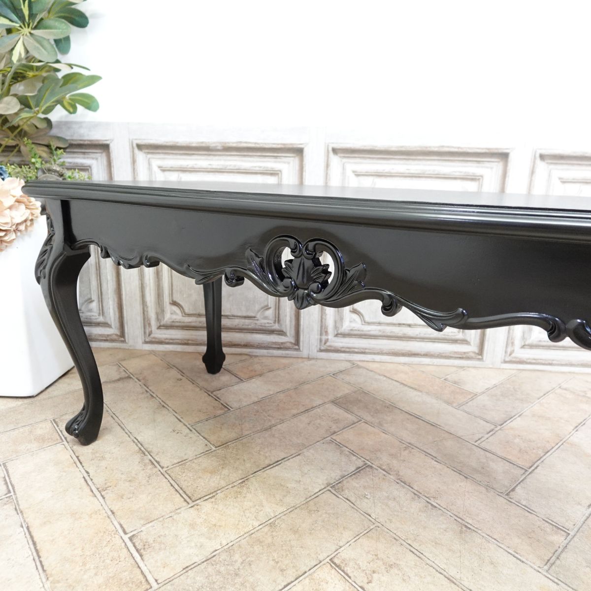 輸入家具 ロココ調家具 テーブル アンティーク ローテーブル シンフォニー デザイナーズ コーヒーテーブル ソファテーブル センターテーブル サイドテーブル 猫脚 猫足 姫系 家具 ヴィンテージ レトロ おしゃれ リビング ゴシック ブラック 黒 e2024-n-8 [2]