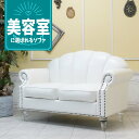 輸入家具 姫系 ソファー 二人掛け ソファ 2人用 シェルファ ダブルソファー 猫足 猫脚 貝殻 シェル おしゃれ かわいい ヨーロッパ デザイナーズ 店舗什器 美容室 エステサロン クリアアクリルシンデレラフット 合皮 PU フェイクレザー ホワイト 白 vs2p65cf