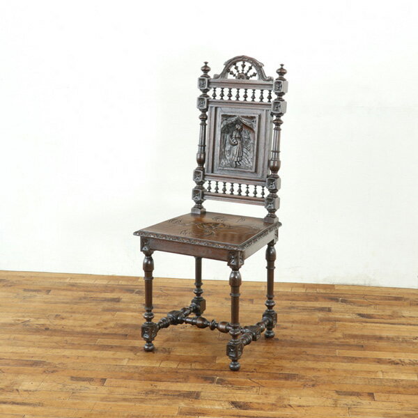 アンティーク チェア 細かな彫刻が素晴らしい 落ち着いた色 本物アンティーク家具ならではの味わいも魅力 フランス 65217a