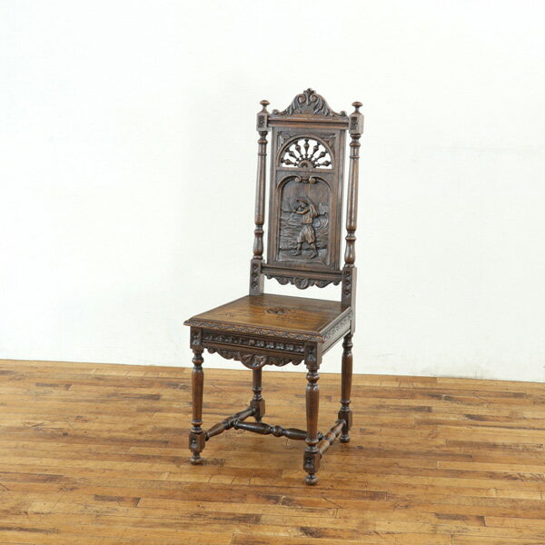 アンティーク チェア 彫刻と透かし装飾が素晴らしい 深みのある色艶が魅力 舵デザインが印象的 フランス アンティークフレックス 65259c