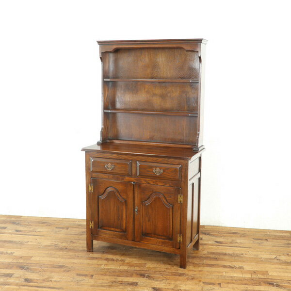 カップボード カントリースタイルのような素朴さ あめ色のツヤが魅力的 収納兼ディスプレイ棚 キャビネット 食器棚 飾り棚 イギリス 80219...