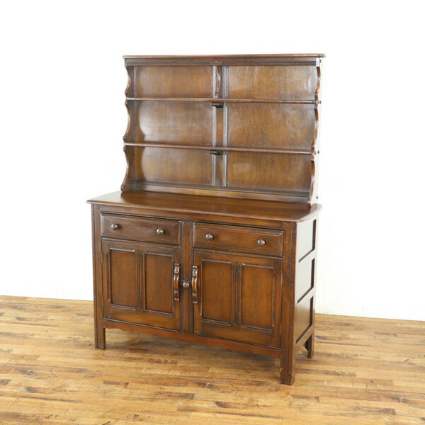 カップボード 横幅が広め 横幅123.5cm 収納兼ディスプレイ棚 扉と引き出しが2つずつあるタイプ 食器棚 ..