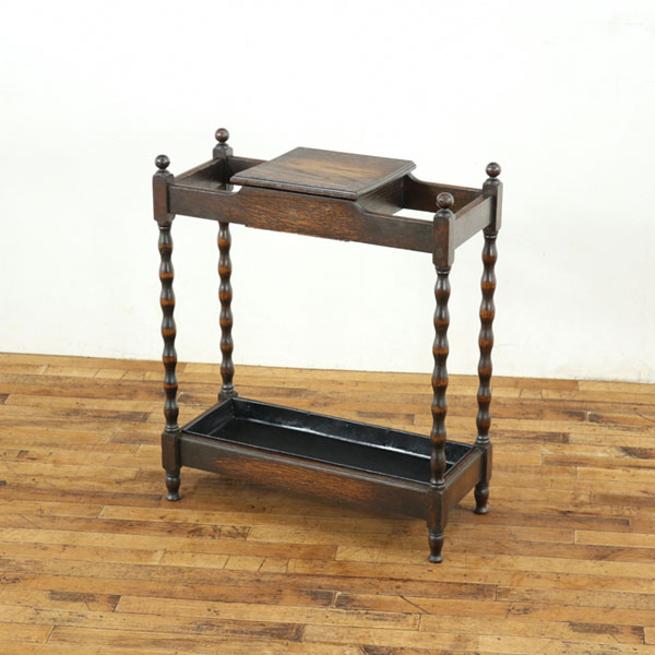 乐天商城 - ステッキスタンド　イギリスアンティーク家具　傘立て　かわいらしい柱のデザイン　収納付き　 アンティークフレックス　59041