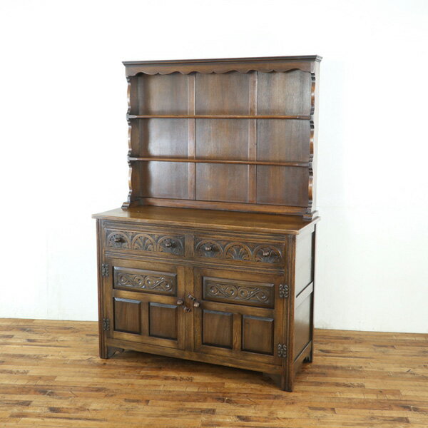 乐天商城 - 人気　英国 カップボード 収納兼ディスプレイ棚　食器棚　飾り棚　上品　かわいい　店舗什器　イギリス　キャビネット　59800