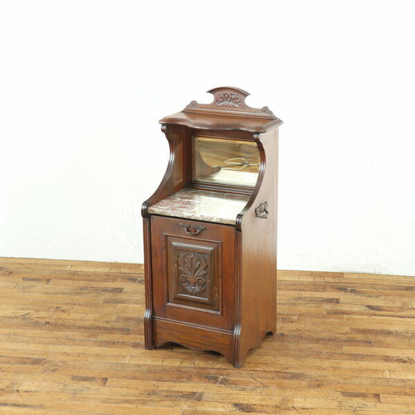 乐天商城 - 本物アンティーク コールボックス 天板部分が大理石 前開きの扉 マホガニー材の上品な雰囲気 イギリス家具 アンティークフレックス 80694