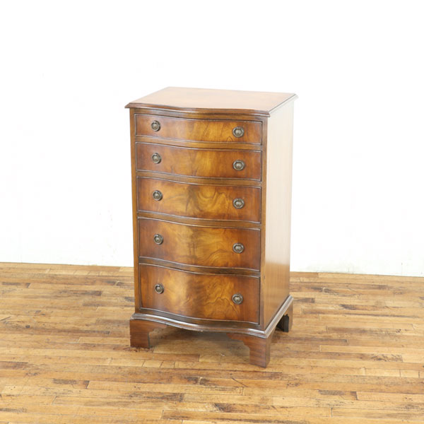 乐天商城 - チェスト サイズ違いの引き出し 引き出し5段 背が高め 高さ94cm サーペンタインフロント 小物収納 杢目を活かしたデザイン 英国家具 80736