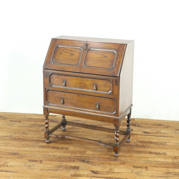 乐天商城 - アンティーク ライティングビューロー 美しい杢目 後脚にもツイストレッグ 英国家具らしい落ち着いた雰囲気 収納 イギリス家具 80840