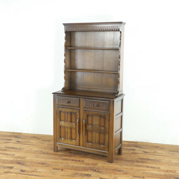 乐天商城 - カップボード 収納兼ディスプレイ棚 英国家具らしいかっこいいデザイン 食器棚 飾り棚 店舗什器 玄関に キャビネット イギリス家具 80868